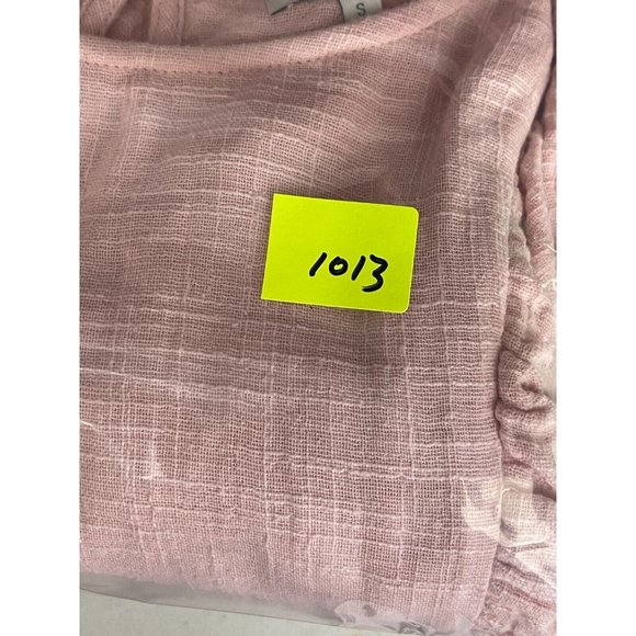 Lucky Brand Women's 100% Cotton Pink Linen Long Sleeve Ruffled Top Shirt Size S - Picture 9 of 9